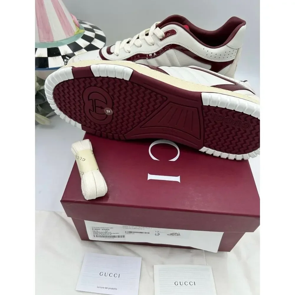 Men's Gucci re web leather sneakers size 12 fits 12.5 US made in Italy